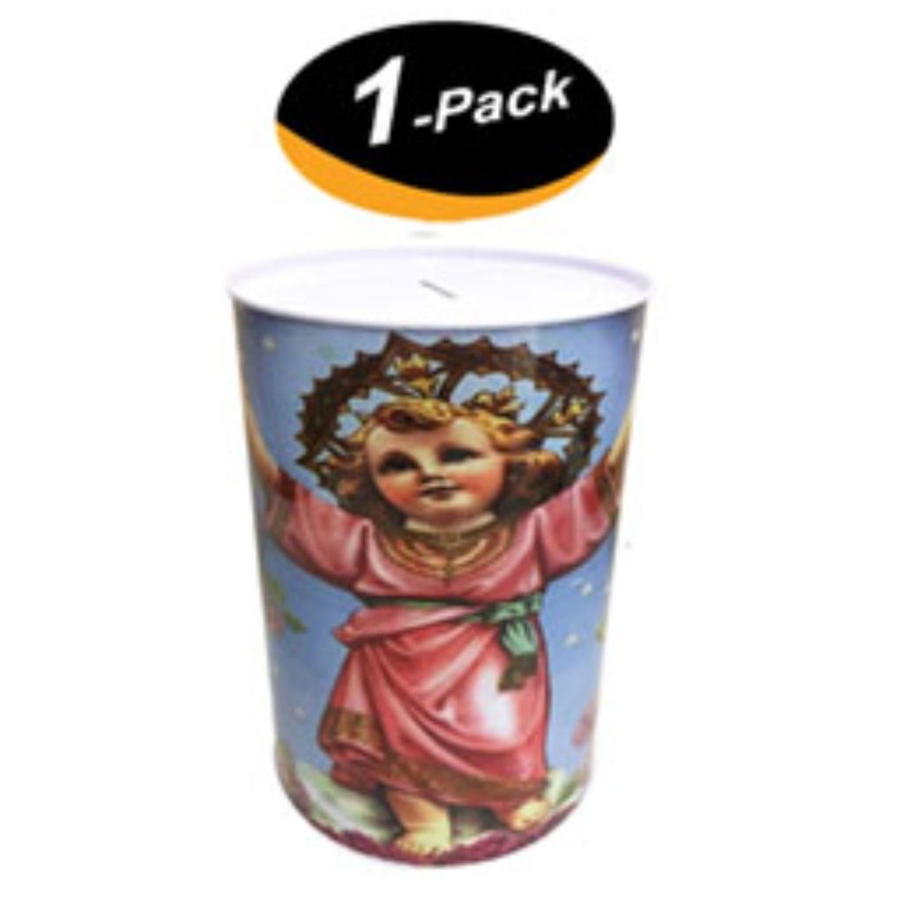(1 Pack) Angel Printed Coin Bank, Religious Divine Child 7.8" Tin Money Bank-New